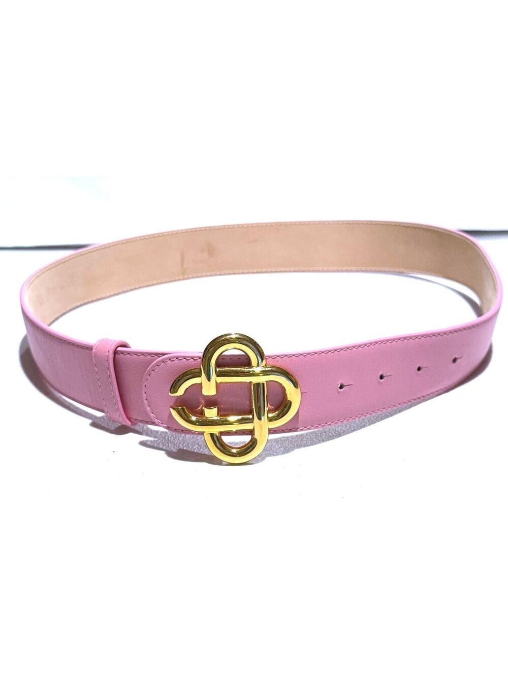Casablanca Pink Leather Interlocking CC Monogram Belt Made in Italy Size 80cm